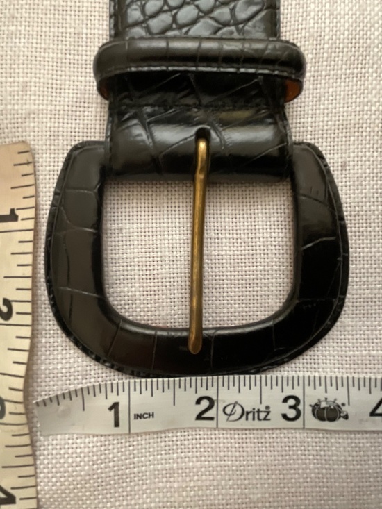 Vintage Lauren Ralph Lauren Wide Black Croc-Embossed Italian Leather Belt Size L main image 6